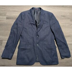 Tommy Hilfiger Men's Navy Blue 100% Linen 2 Button Sport Coat Size 38R
